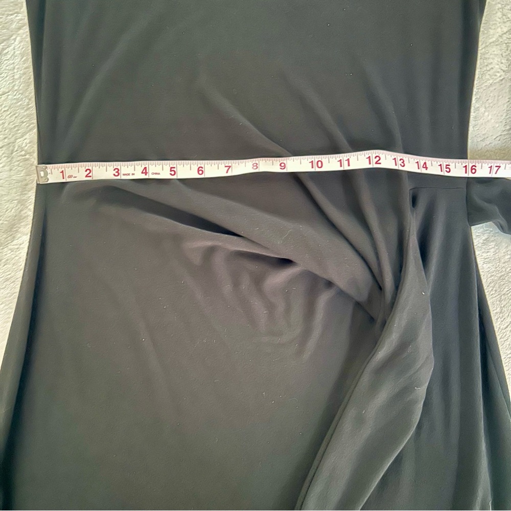 Magaschoni Knit Short Sleeve Midi Dress with Side Tie Waist Black size Large - Picture 6 of 10